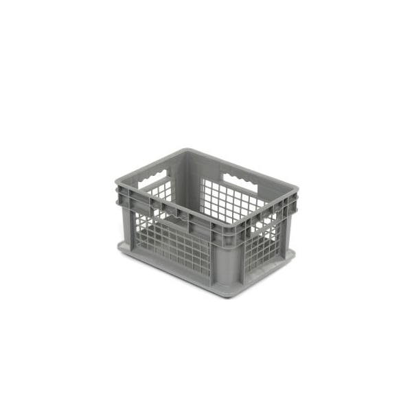 Mesh Straight Wall Storage Container, 15-3/4 in L x 11-3/4 in W x 8-1/4 in H, Gray, 12 PK